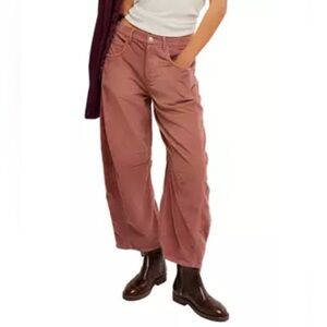 #241 NWT Free People Good Luck Cord Barrel Pant - Withered Rose